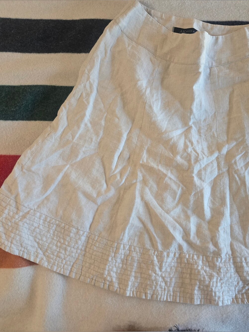 Anne Klein Cream A-Line Linen Skirt With Lining